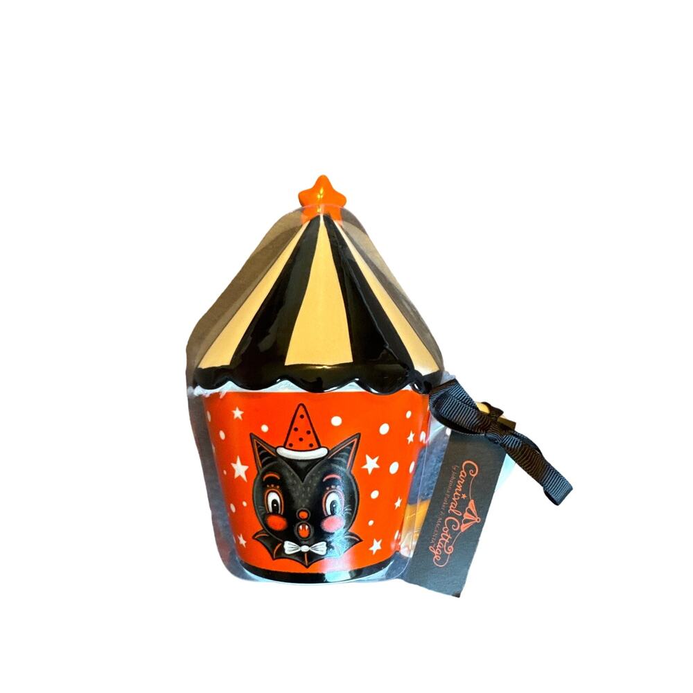 New Johanna Parker Carnival Cottage Bat Mug with Tent Topper - Discontinued